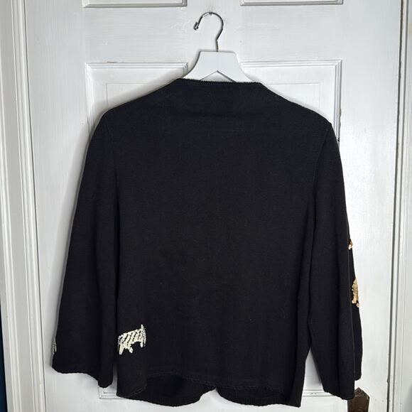 Michael Simon Vintage Sequined Safari Animal 3/4 Sleeve Cardigan W1555 Sz L - Picture 11 of 11